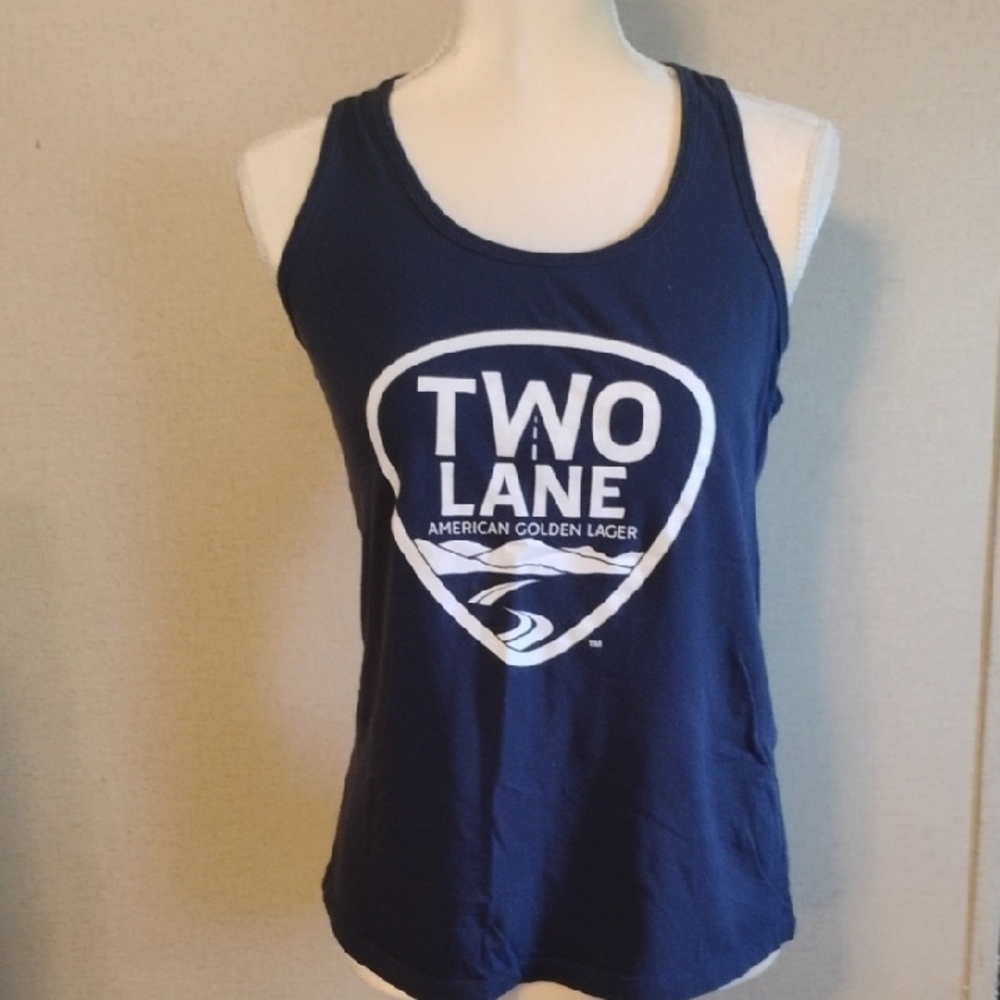 5/$20 Bella Canvas Navy Two Lane American Golden Lager Tank Top